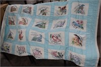 Vintage Hand Stitched Embroidered 50 States Quilt