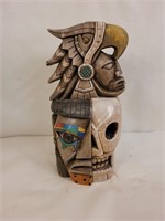 Carved Wooden Skull/Face Display Piece - 15" x 7"