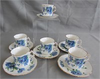 6 pcs Hammersley Tea Cups & Saucers