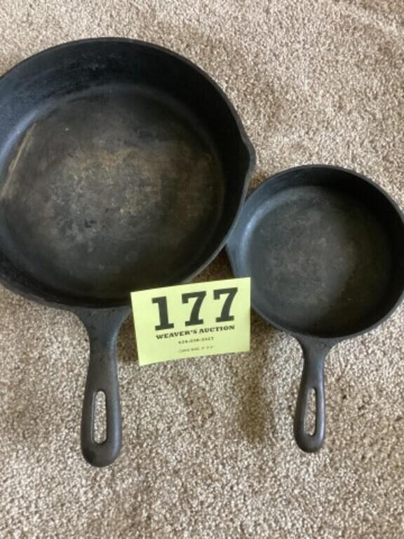 Two cast-iron no-name fry pans
