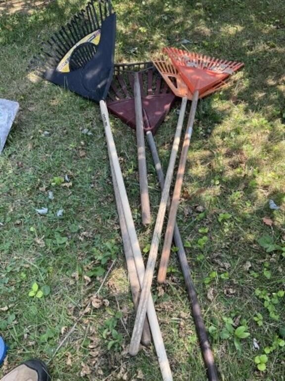 Lot of leaf rakes