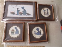 4 piece Amish picture set w/frames