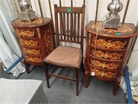 Pair of 4 Drawer Marquetry Decorated French