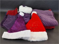 Five Purple Stockings,Two Santa Hats,Purple Skirt