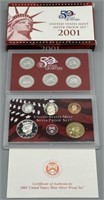 2001 United States Mint Silver Proof Set w/COA