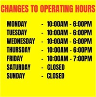 CHANGES TO HOURS OF OPERATION
