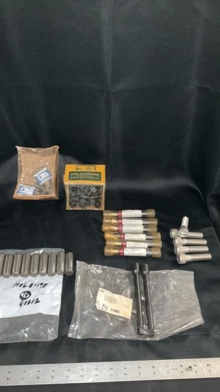 Various hardware, bits, socket screws, Blue Devil