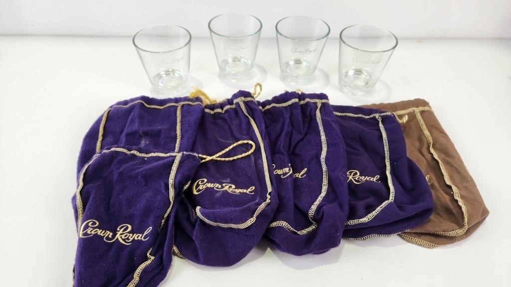 (4) Crown Royal Glasses & (6) Bags