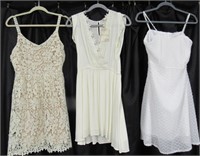 (3) White Women's Short Dresses Sz. S