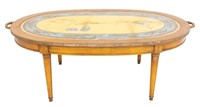 Art Deco Paint-Decorated Glass Top Coffee Table