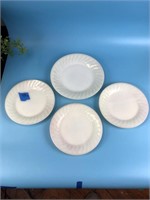 Set of 4 Fire King Luncheon Plates - Milk Glass