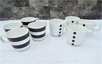 IKEA black and white coffee cups. Lot of 8. Black