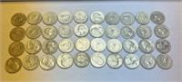 40 Pre-1965 Washington Silver Quarters