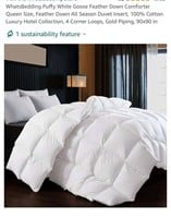 Puffy White Goose Feather Down Comforter
