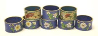 Eight Chinese cloisonne napkin rings