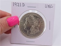 1921d Morgan UNCirculated $1 Silver Dollar Coin