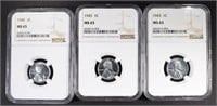 (3) 1943 LINCOLN STEEL CENTS NGC-MS65