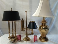 3 Brass lamps heavy Ginger jar style, Brass