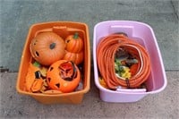 2 Tubs of Fall and Halloween Decorations