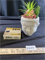 Desk Zen Garden & Faux Succulents in Pot