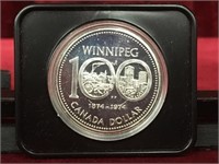 1974 Winnipeg Centennial Canada Silver Dollar