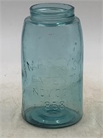 Antique mason’s patent Nov 30th 1858 Aqua quart