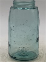 Antique Mason’s patent Nov 30th 1858 Aqua quart