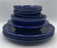 9pc Cobalt Blue Dishes Including Plates & Bowls