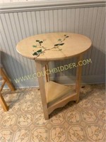Vine Painted Top Wooden Side Table