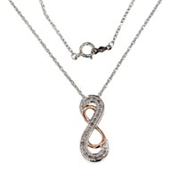 14kt Gold & SS Natural Diamond Infinity Necklace