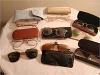 Assorted Eye Glasses, Cases and Pieces