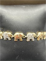 Sterling Silver and Diamond Elephant Bracelet