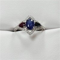 $300 Silver Tanzanite,Ruby, Sapphire Ring