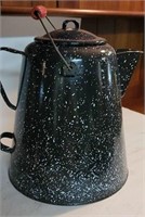 Graniteware coffee boiler - red handle