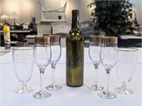 Vintage Italian Champagne Flutes & Glitter Bottle