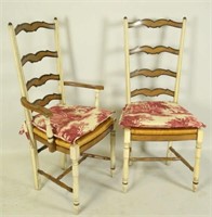 SET OF SIX PAINTED LADDER BACK CHAIRS