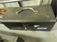 Metal toolbox with assorted plumbing items