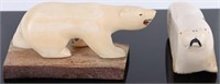 INUIT CARVED POLAR BEAR & WALRUS STATUES