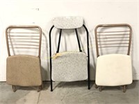 Group of three vintage folding card table chairs