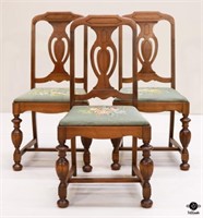 Dining Chairs w/ Needlepoint Seats 3pc