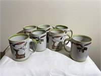 Louisille Stoneware Pottery Christmas  Mugs