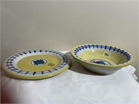 Louisille Stoneware Pottery Bowl & Plate