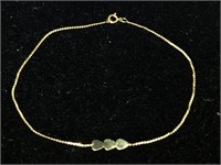 14K Gold Bracelet with hearts 
3.5 inches 0.9g