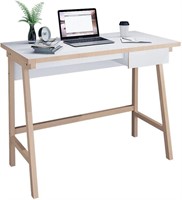 FRSTONE Pine Wooden Home Office Desk White Oak