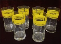 Set of 5 Clear w/Yellow Stripes Glasses