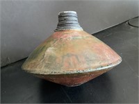 Vtg Signed "Noble" Copper Glazed Pottery Vase