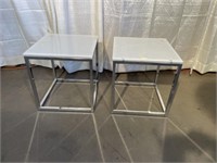 (2) Modern Glass Top End Tables