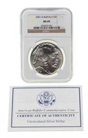 2001-D US COMMEM. SILVER BUFFALO $1 COIN NGC MS69