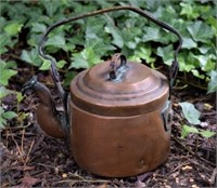 Antique Hammered Copper Teapot w/ Spout Lid