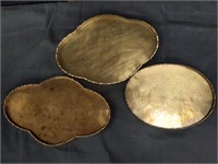 Chinese brass trays, 11" x 7", 12" x 8½", 9½" x 7"